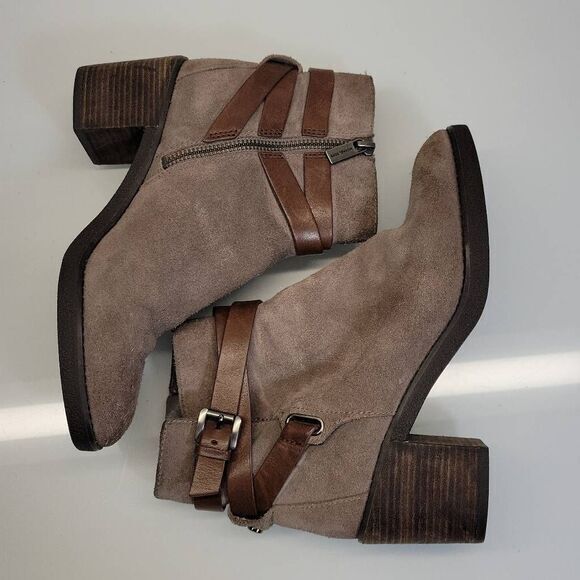 Michael Michael Kors Boots Size 6.5 Grey Brown Suede Leather Boho Artsy Hippie - Picture 10 of 11